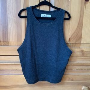 Dark Grey/Charcoal Hollister Cropped Muscle Tank